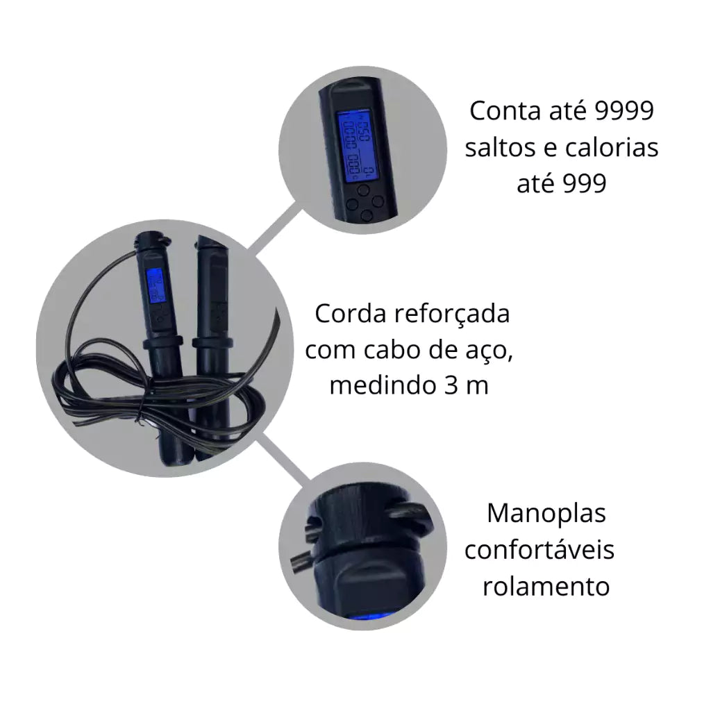 Corda De Pular Com Contador Digital de Giros e Calorias
