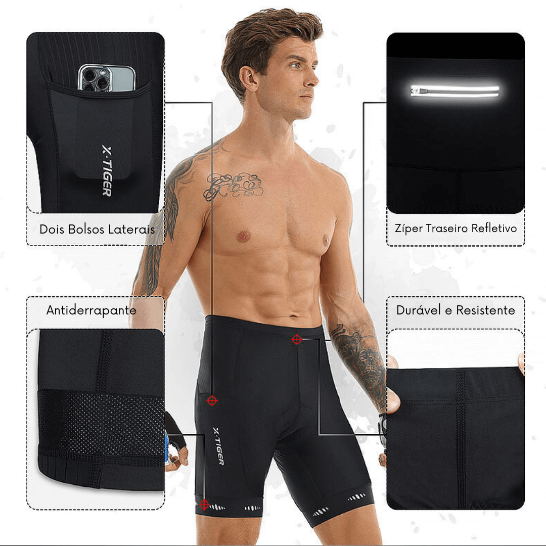 Bermuda Ciclismo Masculina com Gel 5D e Bolsos