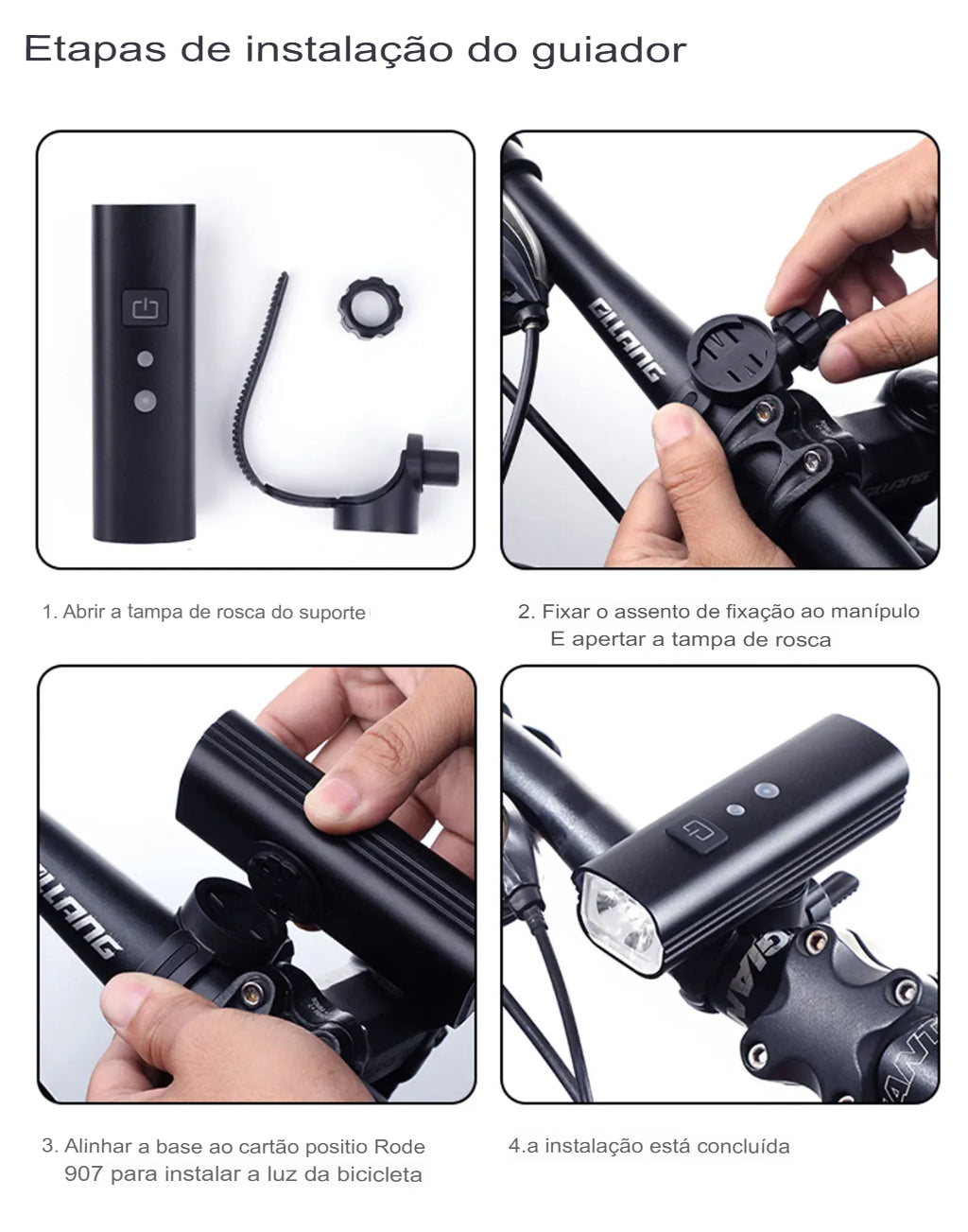 Farol de Bike Led Ultra 1200 e 2000 Lúmens + Lanterna Traseira