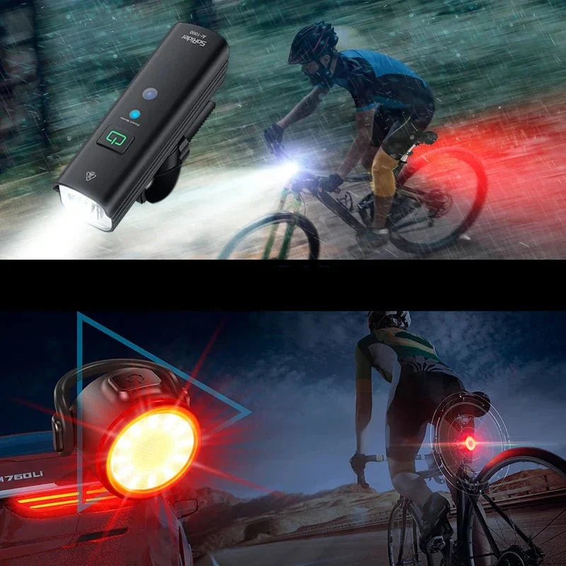 Farol de Bike Led Ultra 1200 e 2000 Lúmens + Lanterna Traseira
