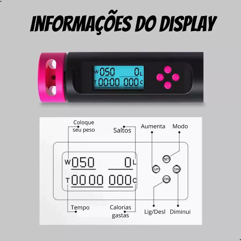 Corda De Pular Com Contador Digital de Giros e Calorias