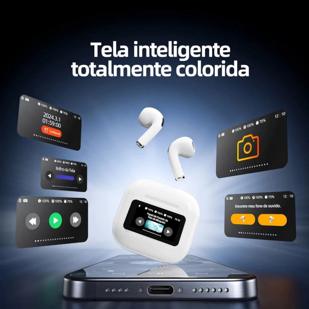 Fone de Ouvido Touch Pro Bluetooth TWS com Cancelamento de Ruído