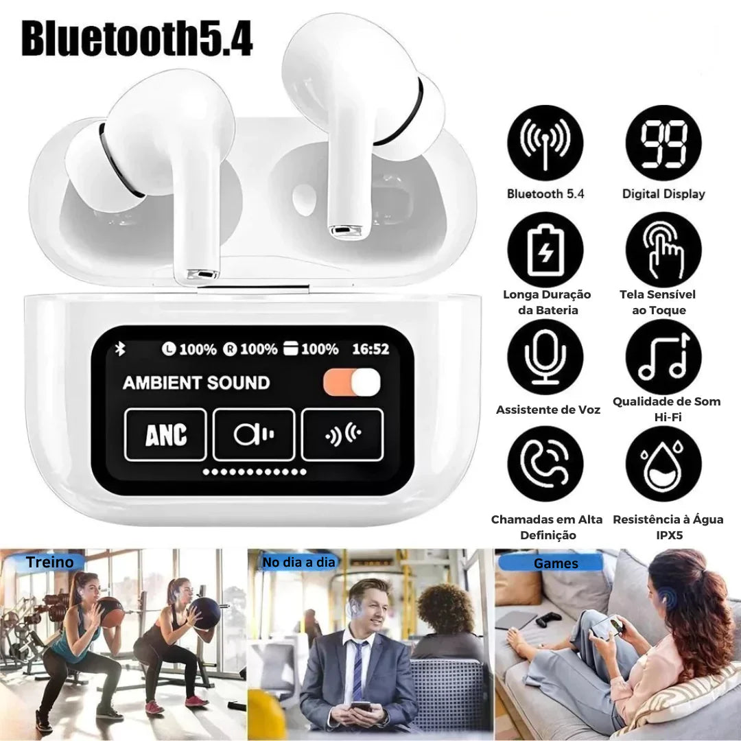 Fone de Ouvido Touch Pro Bluetooth TWS com Cancelamento de Ruído