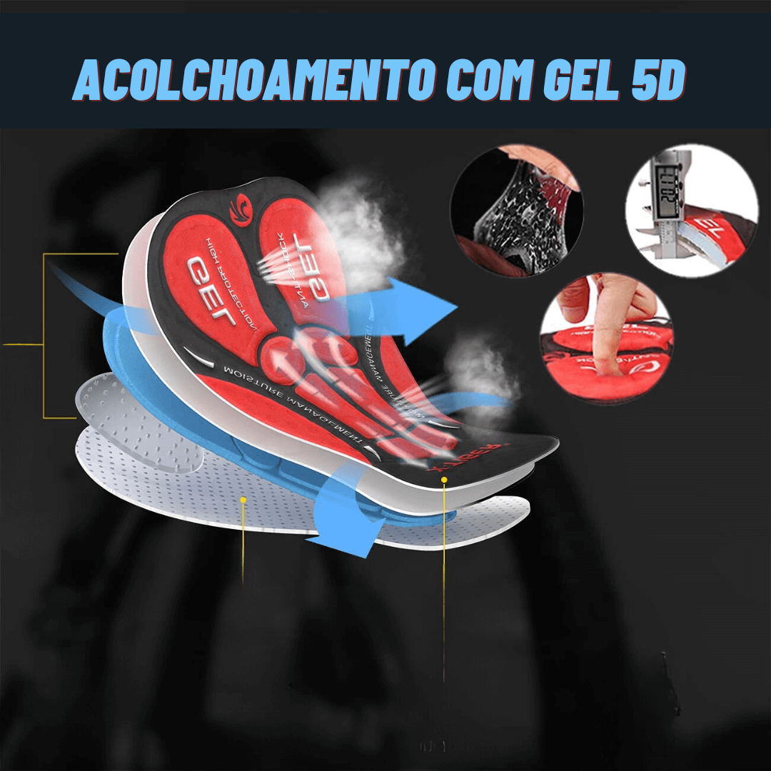 Bermuda Ciclismo Masculina com Gel 5D e Bolsos