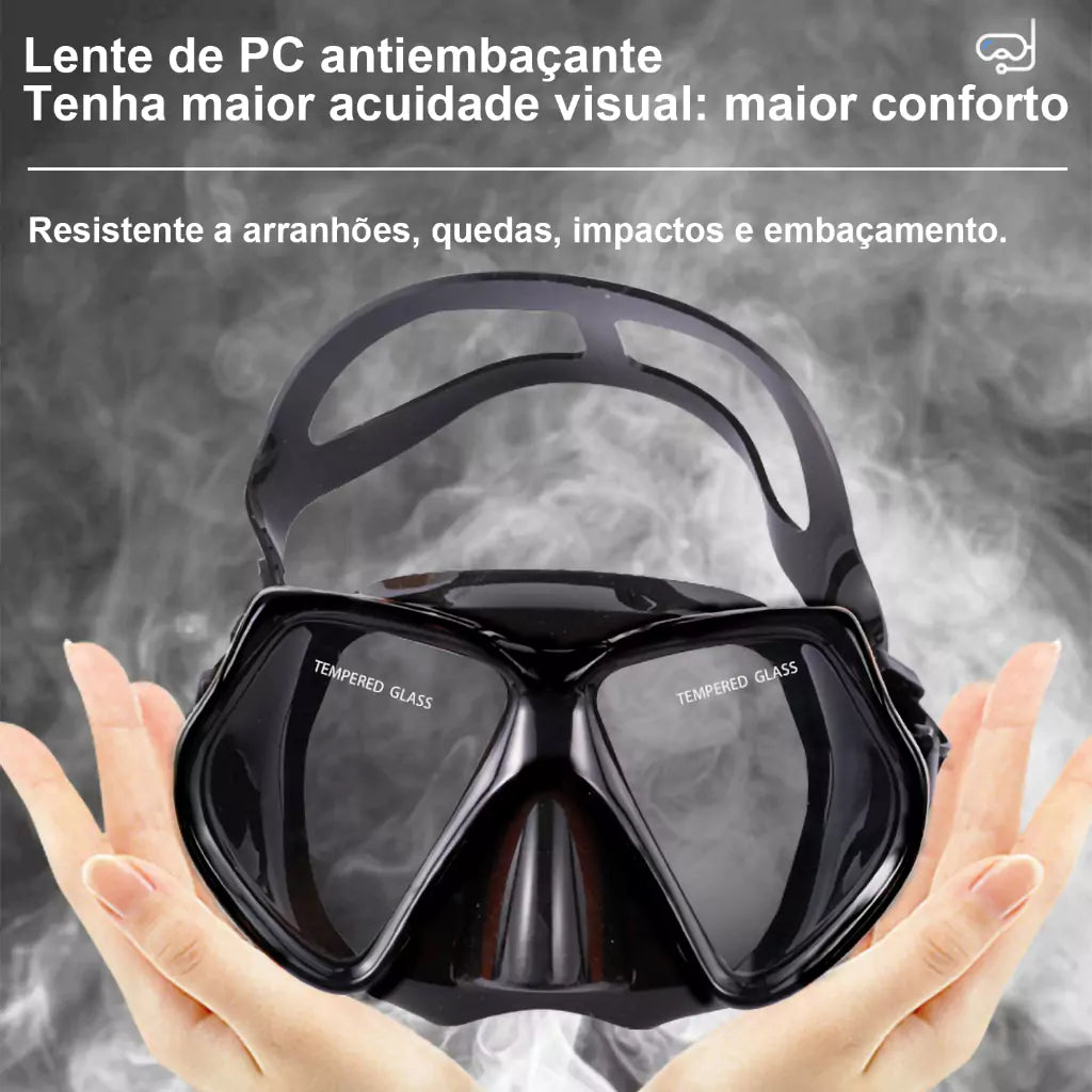 Máscara de Mergulho Profissional Adulto Antiembaçante